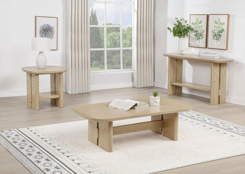Rocori Coastal Rectangular Cocktail Coffee Table Beige Oak