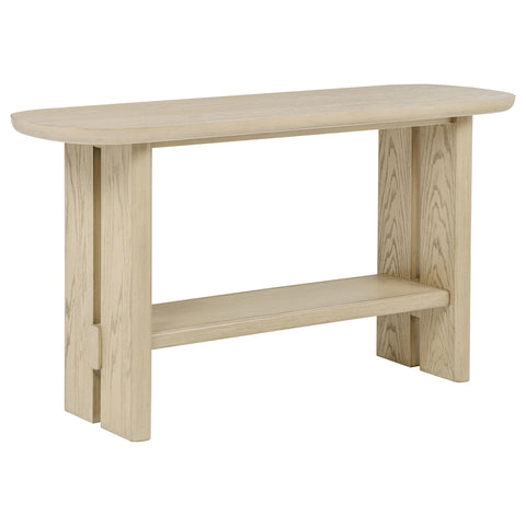 Rocori Coastal Sofa Console Table with Shelf Beige Oak