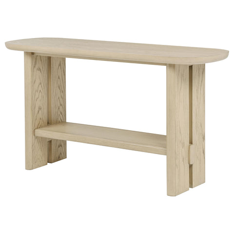 Rocori Coastal Sofa Console Table with Shelf Beige Oak