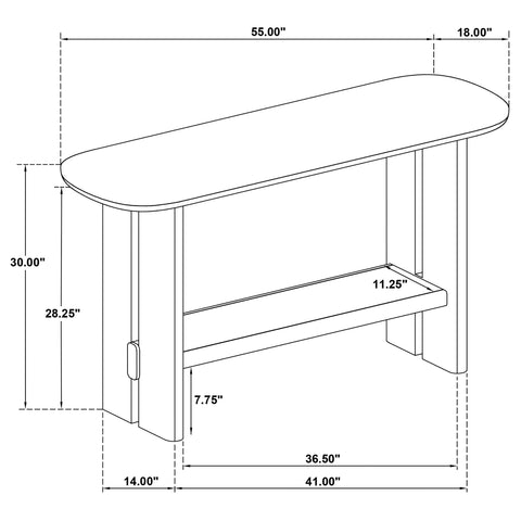Rocori Coastal Sofa Console Table with Shelf Beige Oak