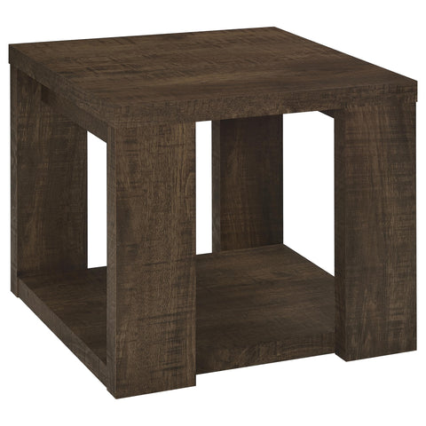 Anders Transitional Square End Table with Lower Shelf Dark Rustic Mango