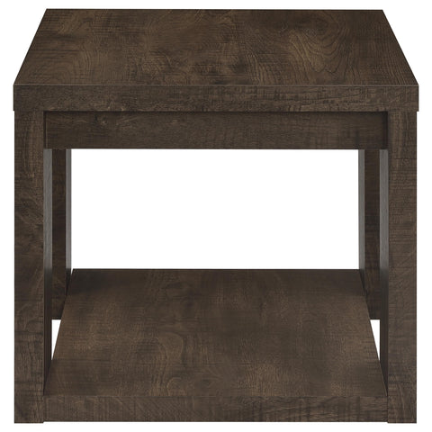 Anders Transitional Square End Table with Lower Shelf Dark Rustic Mango
