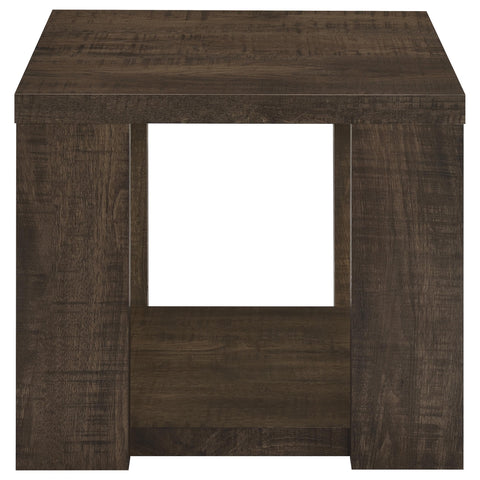 Anders 2-Piece Coffee and End Table Set with Open Shelves Dark Rustic Mango