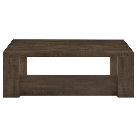 Anders 2-Piece Coffee and End Table Set with Open Shelves Dark Rustic Mango