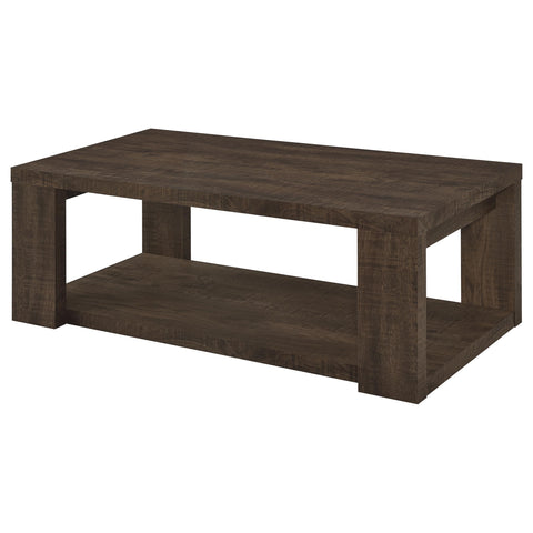 Anders 2-Piece Coffee and End Table Set with Open Shelves Dark Rustic Mango