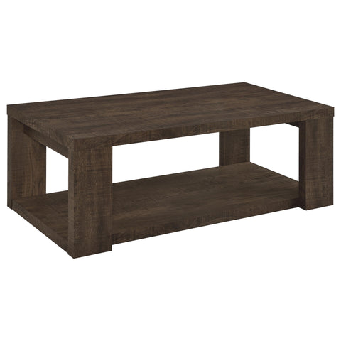 Anders Rectangular Coffee Table with Open Lower Shelf Dark Rustic Mango
