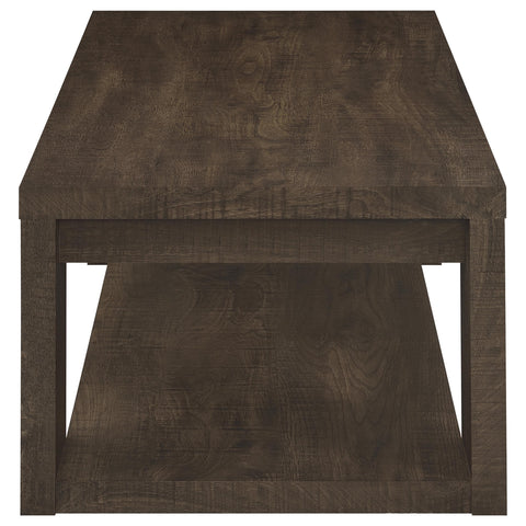 Anders Rectangular Coffee Table with Open Lower Shelf Dark Rustic Mango