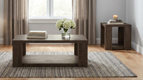 Anders Rectangular Coffee Table with Open Lower Shelf Dark Rustic Mango