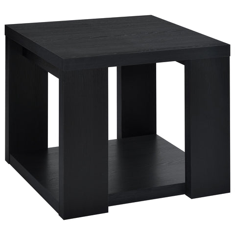 Anders 2-Piece Transitional Coffee and End Table Set with Shelves Black