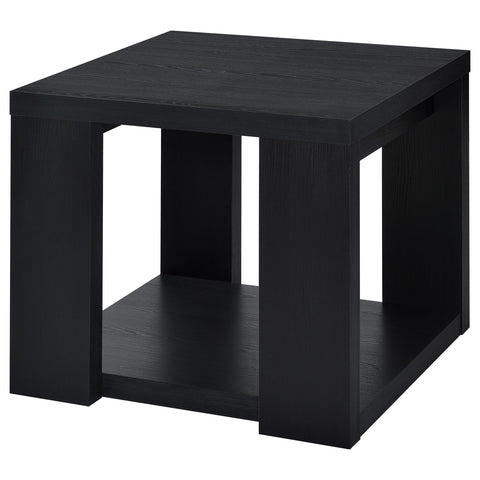 Anders 2-Piece Transitional Coffee and End Table Set with Shelves Black