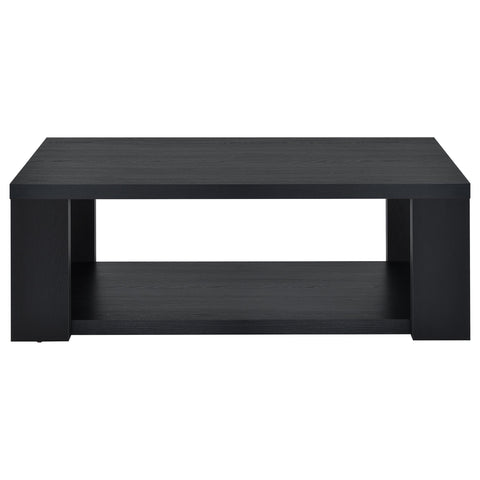 Anders 2-Piece Transitional Coffee and End Table Set with Shelves Black