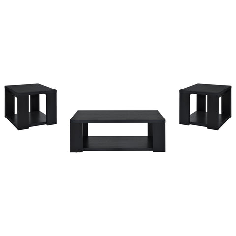 Anders 3-Piece Transitional Coffee and End Table Set with Shelves Black