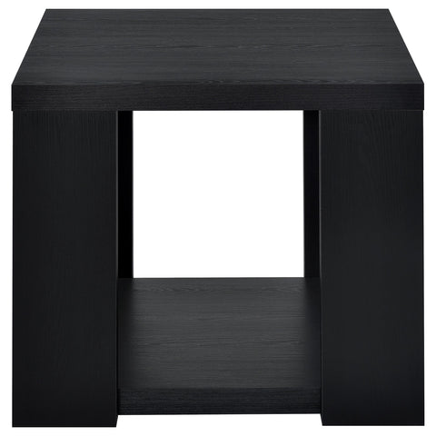 Anders 3-Piece Transitional Coffee and End Table Set with Shelves Black