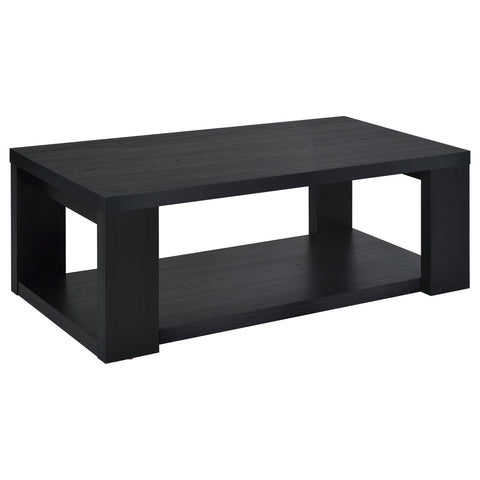 Anders 3-Piece Transitional Coffee and End Table Set with Shelves Black