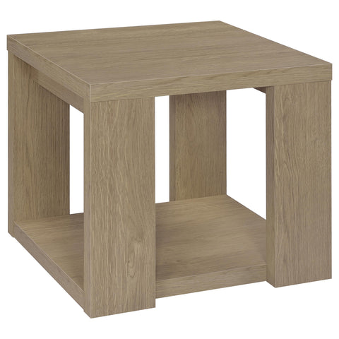 Anders Transitional Square Storage End Table with Open Lower Shelf Latte