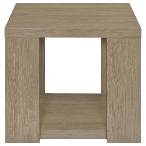 Anders Transitional Square Storage End Table with Open Lower Shelf Latte