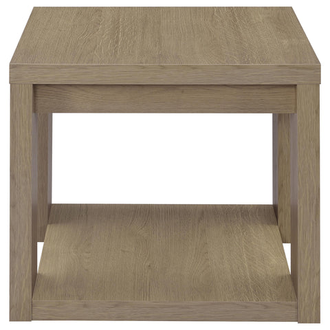 Anders Transitional Square Storage End Table with Open Lower Shelf Latte