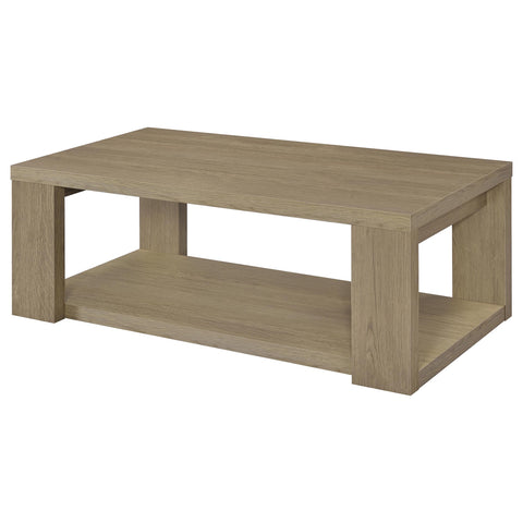 Anders 2-Piece Transitional Coffee and End Table Set with Shelves Latte