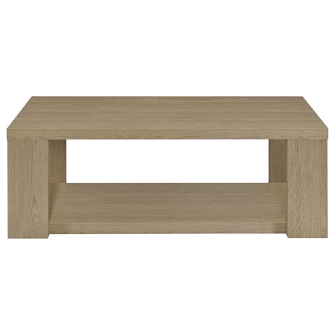 Anders 3-Piece Transitional Coffee and End Table Set with Shelves Latte