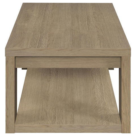 Anders Transitional Rectangular Coffee Table with Open Lower Shelf Latte