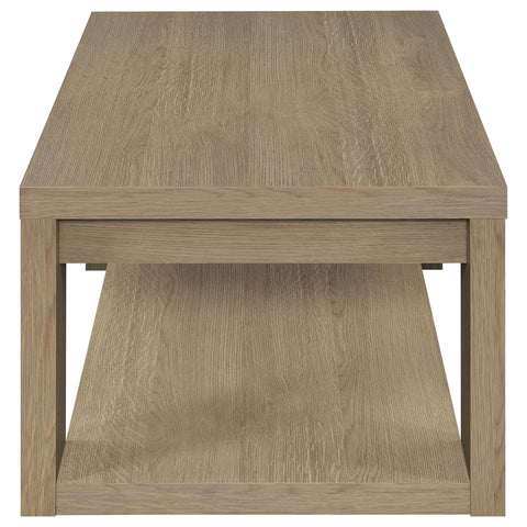 Anders Transitional Rectangular Coffee Table with Open Lower Shelf Latte