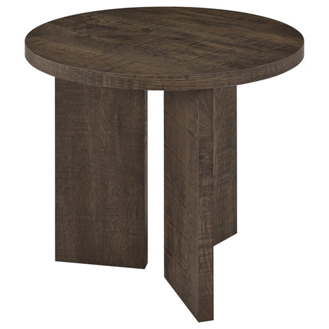 Fabre Round Panel Base End Table Dark Rustic Mango