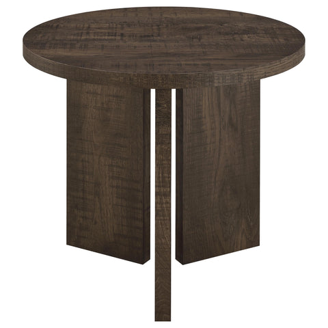 Fabre Round Panel Base End Table Dark Rustic Mango