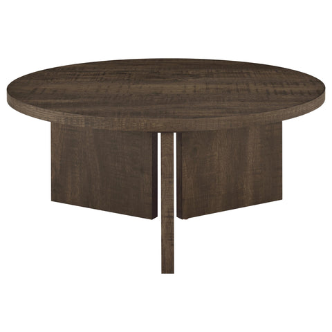 Fabre 2-Piece Round Coffee and End Table Set Dark Rustic Mango