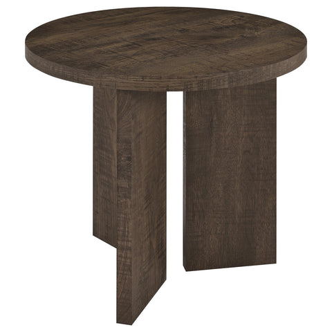 Fabre 3-Piece Round Coffee and End Table Set Dark Rustic Mango