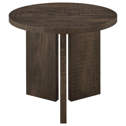 Fabre 3-Piece Round Coffee and End Table Set Dark Rustic Mango