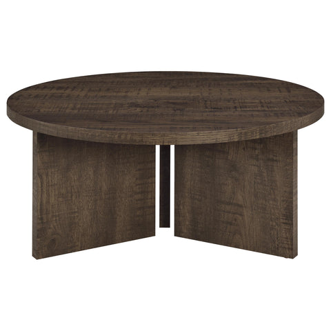 Fabre 3-Piece Round Coffee and End Table Set Dark Rustic Mango