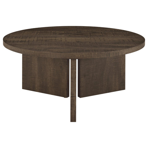 Fabre Round Panel Base Coffee Table Dark Rustic Mango