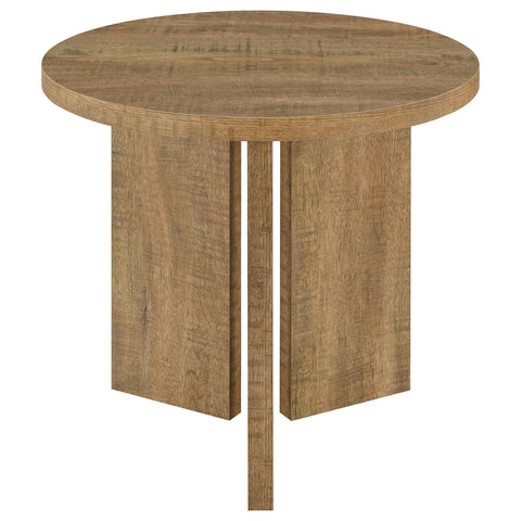 Fabre Round Panel Base End Table Mango