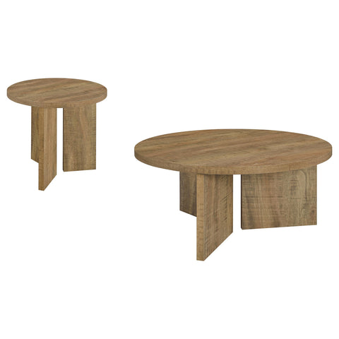 Fabre 2-Piece Round Coffee and End Table Set Mango