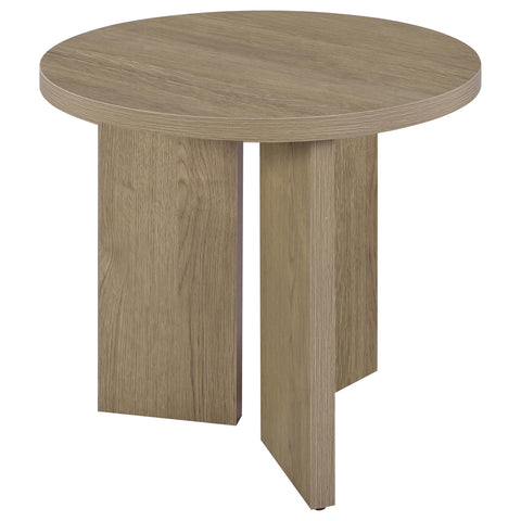 Fabre Round Panel Base End Table Latte