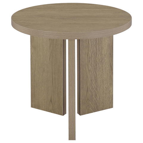 Fabre Round Panel Base End Table Latte