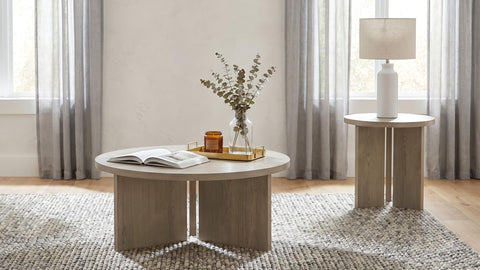 Fabre Round Panel Base End Table Latte