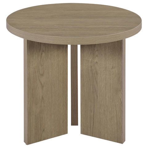 Fabre 2-Piece Round Coffee and End Table Set Latte