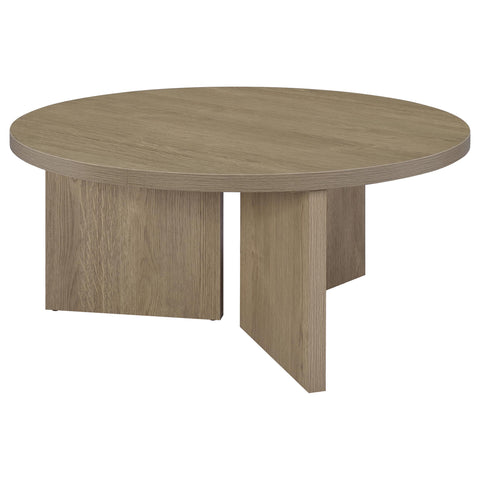 Fabre 2-Piece Round Coffee and End Table Set Latte