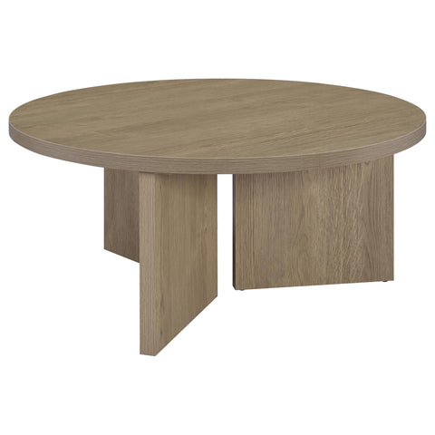 Fabre Round Panel Base Coffee Table Latte