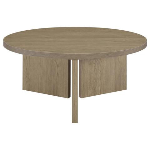 Fabre Round Panel Base Coffee Table Latte