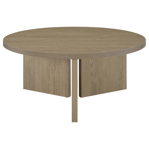 Fabre Round Panel Base Coffee Table Latte