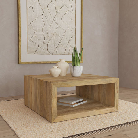Moore Square Solid Mango Wood Coffee Table Natural