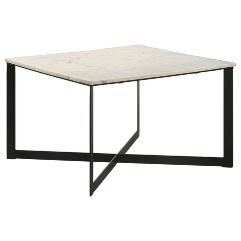 Cadee 2-piece Marble Top Coffee and End Table Set White
