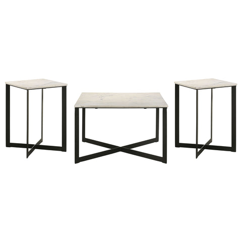 Cadee 3-piece Marble Top Coffee and End Table Set White