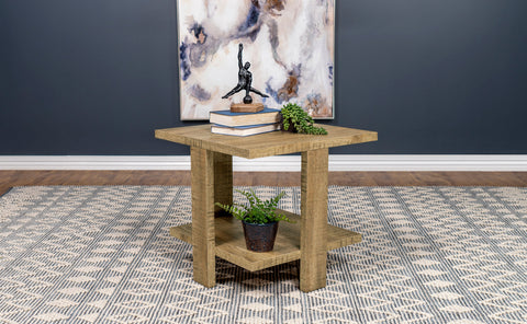 Bergenia Square Engineered Wood End Table Mango BrownMango