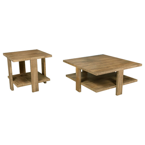 Lerma 2-piece Round Coffee and End Table Set Mango Brown