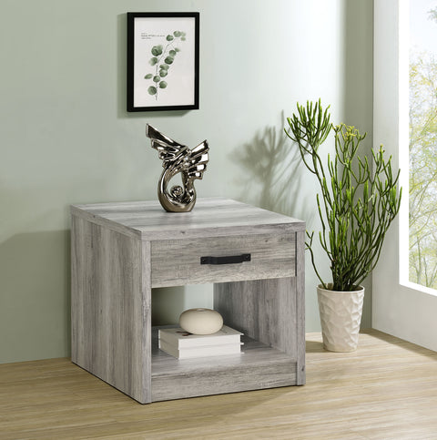 Draco 1-drawer Engineered Wood Side End Table Grey DriftwoodGrey Driftwood