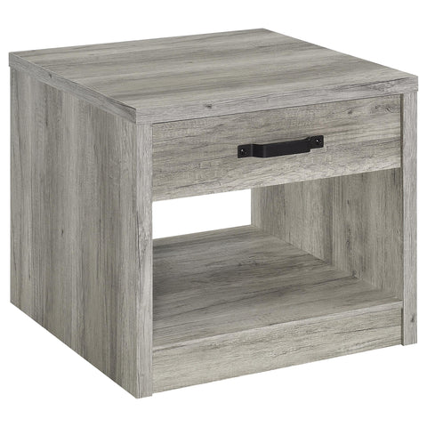 Draco 1-drawer Engineered Wood Side End Table Grey DriftwoodGrey Driftwood