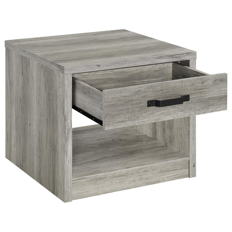 Draco 1-drawer Engineered Wood Side End Table Grey DriftwoodGrey Driftwood
